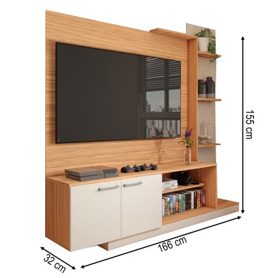 Estante para TV Até 55 Polegadas Castelar 2 Portas Cinamomo/Off White - Panorama Móveis
