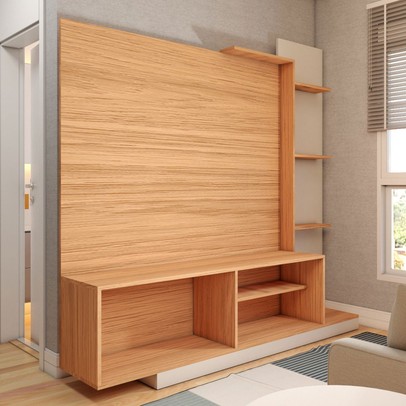 Estante para TV Até 55 Polegadas Castelar 2 Portas Cinamomo/Off White - Panorama Móveis