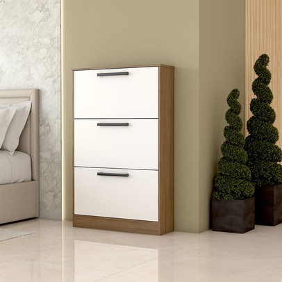 Sapateira Roma 3 Portas Freijo/Branca - Panorama Móveis