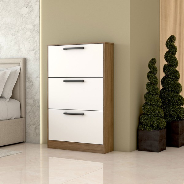 Sapateira Roma 3 Portas Freijo/Branca - Panorama Móveis