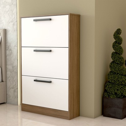 Sapateira Roma 3 Portas Freijo/Branca - Panorama Móveis