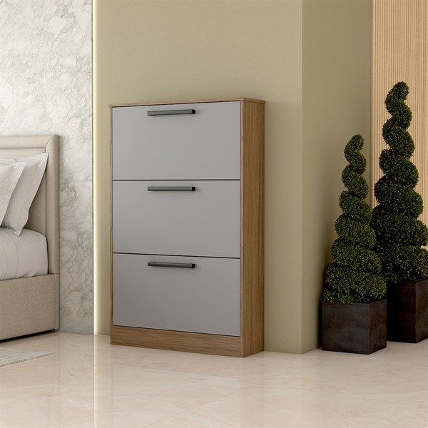 Sapateira Roma 3 Portas Freijo/Cinza - Panorama Móveis