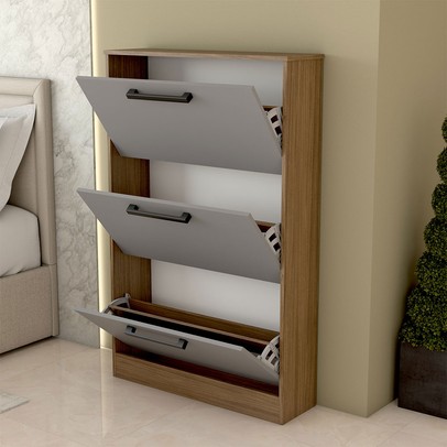 Sapateira Roma 3 Portas Freijo/Cinza - Panorama Móveis