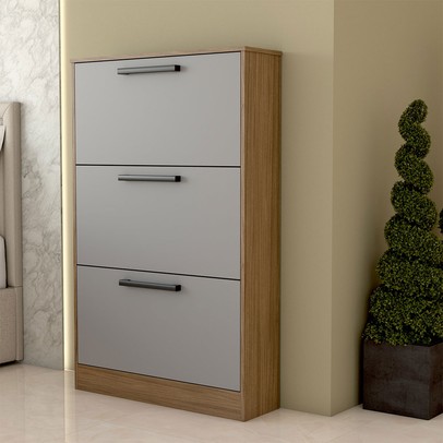 Sapateira Roma 3 Portas Freijo/Cinza - Panorama Móveis