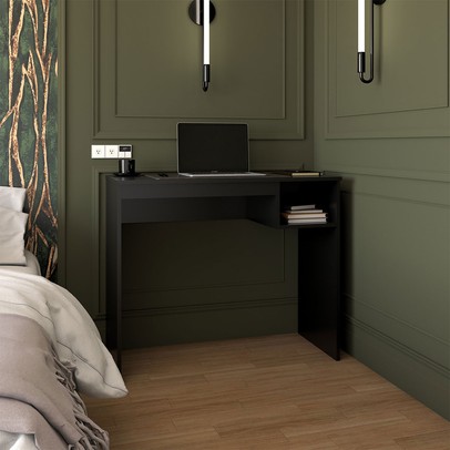 Mesa Escrivaninha Lugano 1 Nicho Preto Fosco - Panorama Móveis