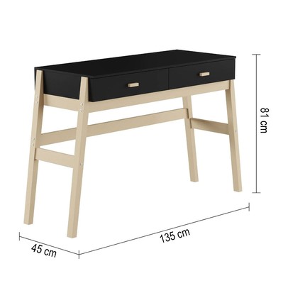 Aparador Premium 2 Gavetas Preto/Natural - Tebarrot