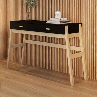 Aparador Premium 2 Gavetas Preto/Natural - Tebarrot