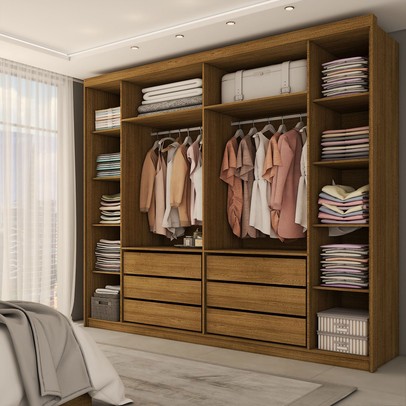 Guarda-Roupa Casal Florada 6 Portas 6 Gavetas Nature/Alaska - Panorama Móveis