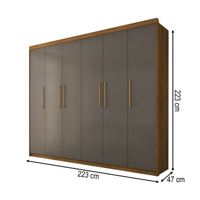 Guarda-Roupa Casal Florada 6 Portas 6 Gavetas Nature/Champanhe - Panorama Móveis