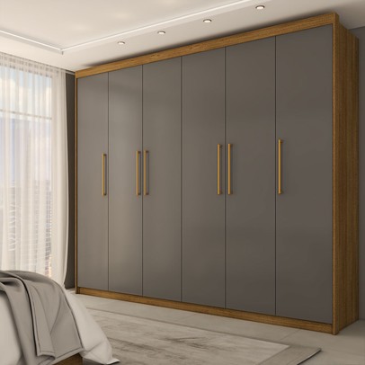 Guarda-Roupa Casal Florada 6 Portas 6 Gavetas Nature/Champanhe - Panorama Móveis