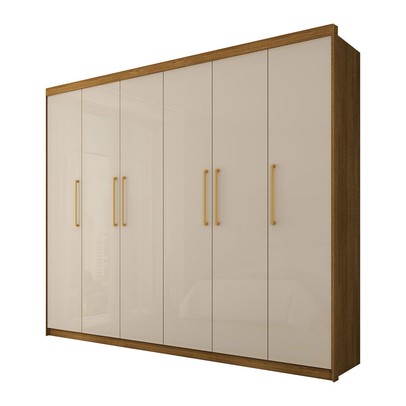 Guarda-Roupa Casal Florada 6 Portas 6 Gavetas Nature/Champanhe - Panorama Móveis