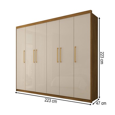 Guarda-Roupa Casal Florada 6 Portas 6 Gavetas Nature/Champanhe - Panorama Móveis