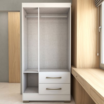 Guarda-Roupa Solteiro Florença 3 Portas 2 Gavetas com Espelho Branco - Panorama Móveis