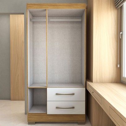 Guarda-Roupa Solteiro Florença 3 Portas 2 Gavetas com Espelho Marrocos/Off White - Panorama Móveis