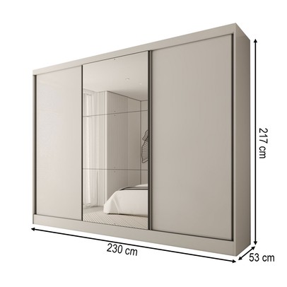Guarda-Roupa Casal Europa 3 Portas 4 Gavetas 100% Mdf com Espelho Branco - Panorama Móveis