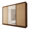 Guarda-Roupa Casal Europa 3 Portas 4 Gavetas 100% Mdf com Espelho Castanho/Nude - Panorama Móveis