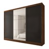 Guarda-Roupa Casal Europa 3 Portas 4 Gavetas 100% Mdf com Espelho Castanho/Preto - Panorama Móveis
