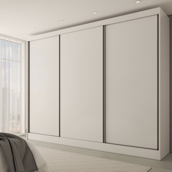 Guarda-Roupa Casal Europa 3 Portas 4 Gavetas 100% Mdf Branco - Panorama Móveis