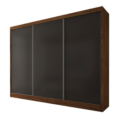 Guarda-Roupa Casal Europa 3 Portas 4 Gavetas 100% Mdf Castanho/Preto - Panorama Móveis