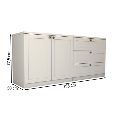 Cômoda Americana 2 Portas 3 Gavetas 100% Mdf Branco Fosco - Panorama Móveis