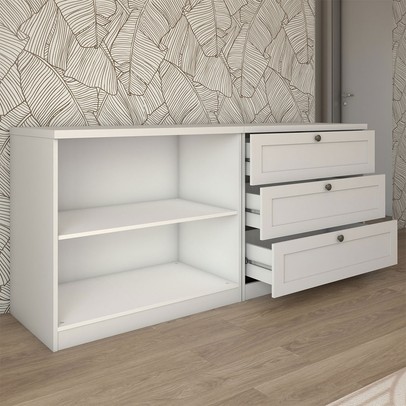 Cômoda Americana 2 Portas 3 Gavetas 100% Mdf Branco Fosco - Panorama Móveis