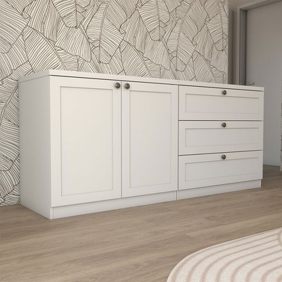 Rack Americano 2 Portas 3 Gavetas 100% Mdf Branco Fosco - Panorama Móveis