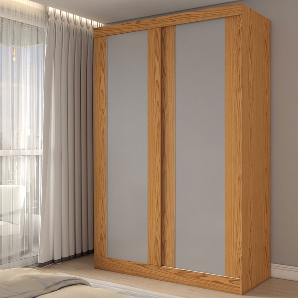 Guarda-Roupa Solteiro Flex 2 Portas 100% Mdf Flex Cinamomo/Fendi - Panorama Móveis