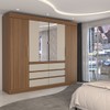 Guarda-Roupa Casal Luxúria 4 Portas 6 Gavetas com Espelho Cinamomo - Panorama Móveis