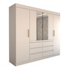 Guarda-Roupa Casal Luxúria 4 Portas 6 Gavetas com Espelho Branco - Panorama Móveis
