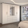 Guarda-Roupa Casal Luxúria 4 Portas 6 Gavetas com Espelho Branco - Panorama Móveis