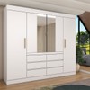 Guarda-Roupa Casal Luxúria 4 Portas 6 Gavetas com Espelho Branco - Panorama Móveis