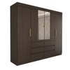 Guarda-Roupa Casal Luxúria 4 Portas 6 Gavetas com Espelho Ebano - Panorama Móveis