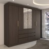 Guarda-Roupa Casal Luxúria 4 Portas 6 Gavetas com Espelho Ebano - Panorama Móveis