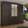 Guarda-Roupa Casal Luxúria 4 Portas 6 Gavetas com Espelho Ebano - Panorama Móveis