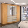 Guarda-Roupa Casal Luxúria 4 Portas 6 Gavetas com Espelho Cinamomo/Off White - Panorama Móveis