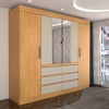 Guarda-Roupa Casal Luxúria 4 Portas 6 Gavetas com Espelho Cinamomo/Off White - Panorama Móveis