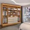 Guarda-Roupa Casal Luxúria 4 Portas 6 Gavetas com Espelho Cinamomo/Off White - Panorama Móveis