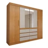 Guarda-Roupa Casal Luxúria 4 Portas 6 Gavetas com Espelho Cinamomo/Off White - Panorama Móveis