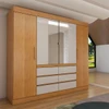 Guarda-Roupa Casal Luxúria 4 Portas 6 Gavetas com Espelho Cinamomo/Off White - Panorama Móveis