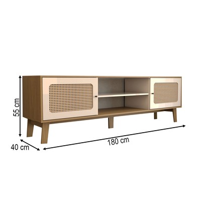 Rack para TV Até 75 Polegadas Retro 2 Portas Carvalho/Off White - Panorama Móveis