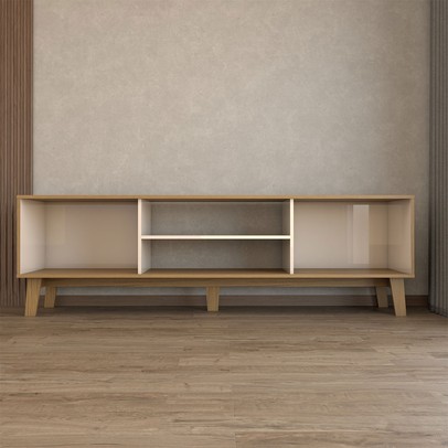 Rack para TV Até 75 Polegadas Retro 2 Portas Carvalho/Off White - Panorama Móveis