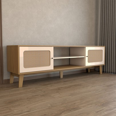 Rack para TV Até 75 Polegadas Retro 2 Portas Carvalho/Off White - Panorama Móveis