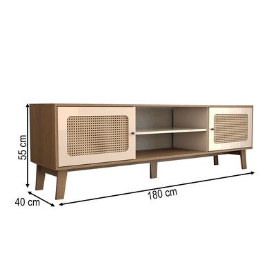 Rack para TV Até 75 Polegadas Retro 2 Portas Cinamomo/Off White - Panorama Móveis