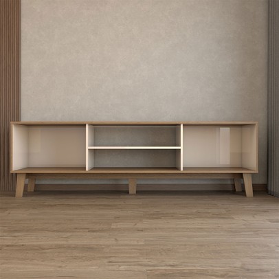 Rack para TV Até 75 Polegadas Retro 2 Portas Cinamomo/Off White - Panorama Móveis