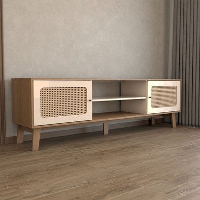 Rack para TV Até 75 Polegadas Retro 2 Portas Cinamomo/Off White - Panorama Móveis