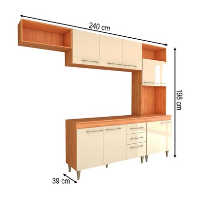 Cozinha Completa Vanessa 9 Portas 2 Gavetas Cinamomo/Off White - Panorama Móveis