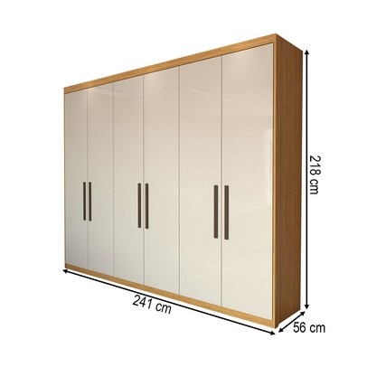 Guarda-Roupa Casal Closetto 6 Portas 4 Gavetas 100% Mdf Cinamon/Off-White - Panorama Móveis