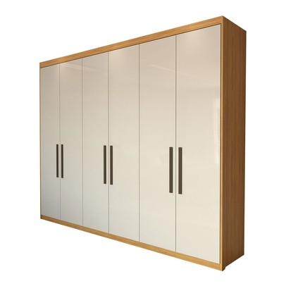 Guarda-Roupa Casal Closetto 6 Portas 4 Gavetas 100% Mdf Cinamon/Off-White - Panorama Móveis