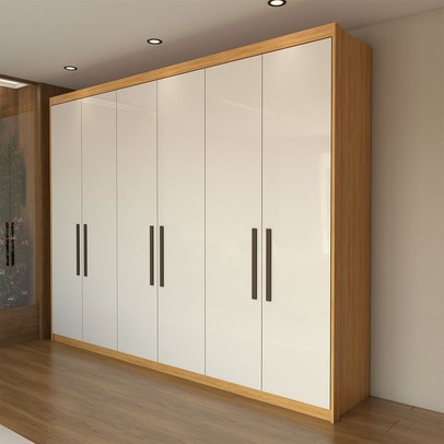Guarda-Roupa Casal Closetto 6 Portas 4 Gavetas 100% Mdf Cinamon/Off-White - Panorama Móveis