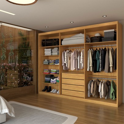 Guarda-Roupa Casal Closetto 6 Portas 4 Gavetas 100% Mdf Cinamon/Off-White - Panorama Móveis